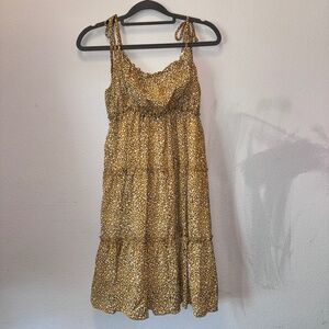 Brand New Yellow Polka Dot Tiered Mini Dress | Size Small (US 4-6)